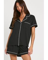Boohoo - Jersey Piping Detail Short Sleeve Shirt & Shorts Pyjama Set - Lyst