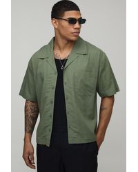 BoohooMAN - Oversized Boxy Fit Short Sleeve Linen Blend Shirt - Lyst