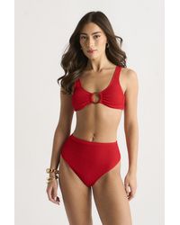 Gini London - Textured Ring Detail Bikini Top - Lyst
