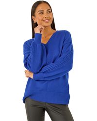 Roman - Petite Contrast Sleeve Knit Jumper - Lyst