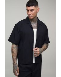 BoohooMAN - Tall Oversized Boxy Fit Short Sleeve Irregular Pleat Shirt - Lyst