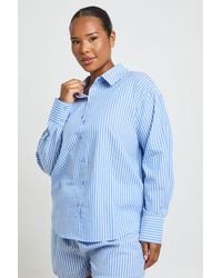 Boohoo - Plus Cotton Pinstripe Oversized Pyjama Shirt - Lyst