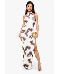 Boohoo - Animal Print Halter Neck Sleeveless Maxi Dress - Lyst