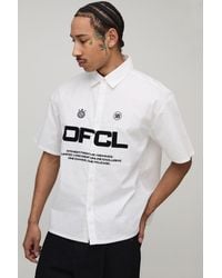 BoohooMAN - Boxy Fit Circa 98 Flock Print Short Sleeve Shirt - Lyst
