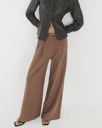 River Island - Wide Leg Trousers Belted - Lyst