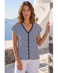 Roman - Petite Stripe V-Neck T-Shirt - Lyst