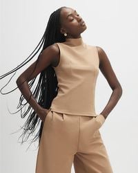 River Island - Top Sleeveless High Neck Cotton - Lyst