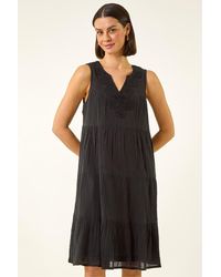 Roman - Cotton Trim Detail Smock Dress - Lyst