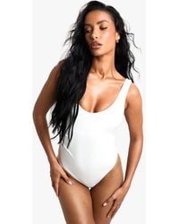 Boohoo - Petite Swimwear Essentials Ruched Swimsuit - Lyst