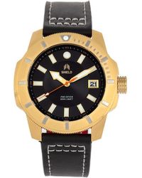 Shield - Shaw Leather-Band Diver Watch W/Date - Lyst