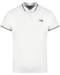 Class Roberto Cavalli - Twinned Tipped Collar Grey Logo White Polo Shirt Cotton - Lyst