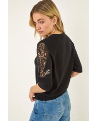 D.u.s.k - Crochet Sleeve Knit Top - Lyst
