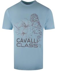 Roberto Cavalli - Floral Tiger Design Light T-Shirt Cotton - Lyst
