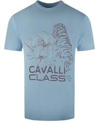 Roberto Cavalli - Floral Tiger Design Light T-Shirt Cotton - Lyst