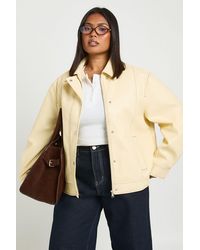 Boohoo - Plus Faux Leather Contrast Stitch Jacket - Lyst