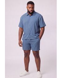 BoohooMAN - Plus Cheesecloth Oversized Boxy Shirt And Relaxed Short Set - Lyst