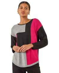 Roman - Colour Block Ribbed Jumper - Lyst