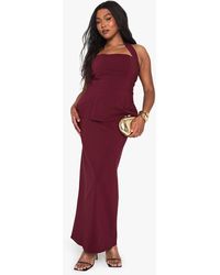 Boohoo - Plus Halterneck Column Tailored Maxi Dress - Lyst