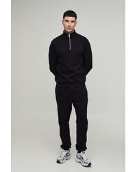 BoohooMAN - Tall Regular 1/4 Funnel Sweatshirt And Slim Leg Jogger - Lyst