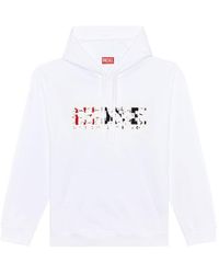 DIESEL - Double Destroyed Logo Hoodie Cotton - Lyst