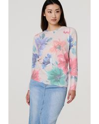Izabel London - Floral Diamante Detail Long Sleeve Jumper - Lyst