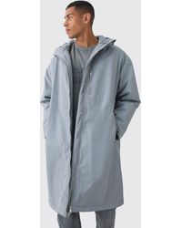 BoohooMAN - Oversized Padded Tech Longline Mac In Grey - Lyst