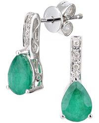 DIAMANT L'ÉTERNEL - 9Ct Diamond And Emerald Gemstone Teardrop Cut Drop Earrings - Lyst