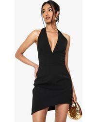 Boohoo - Halterneck Tailored Asymmetric Mini Dress - Lyst