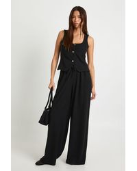 Boohoo - Crinkle Rib Wide Leg Trouser - Lyst