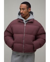 BoohooMAN - Boxy Fit Essential Midweight Padded Funnel Neck Puffer Jacket - Lyst