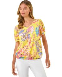 Roman - Animal Print Burnout Blouson Top - Lyst