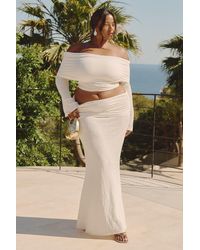 Boohoo - Plus Bardot Crinkle Long Sleeve Top - Lyst