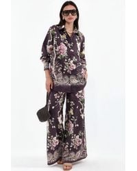 Msn-Collection - Floral Shirt And Wide-Leg Trousers Set - Lyst