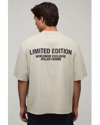 BoohooMAN - Oversized Limited Edition Washed Raised Text T-Shirt - Lyst