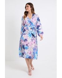 Wallis - Floral Wrap Midi Dress - Lyst