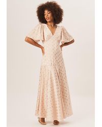Gini London - Angel Sleeves Foil Pattern Maxi Dress - Lyst