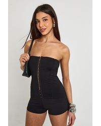 Boohoo - Cotton Touch Hook And Eye Bandeau Corset - Lyst