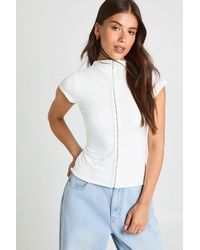 Boohoo - Double Layer Hook And Eye Short Sleeve Top - Lyst