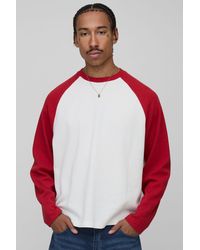 BoohooMAN - Oversized Boxy Heavyweight Waffle Raglan Long Sleeve T-Shirt - Lyst
