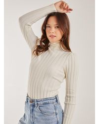Pink Vanilla - Soft Knit Wide Rib Roll Neck Top - Lyst
