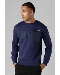 Firetrap - Dark Regular Fit Cotton Rich Crew Neck Sweatshirt With Chest Pocket - Lyst
