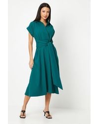 Wallis - Front Tie Shirt Midi Dress - Lyst