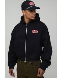 BoohooMAN - Oversized Boxy Western Applique Zip Thru Hoodie - Lyst
