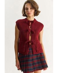 Bianco Lucci - Textured Knitwear Waistcoat With Tie Closure - Lyst