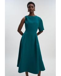 Karen Millen - Soft Tailored Trim Detail Full Skirt Midi Dress - Lyst