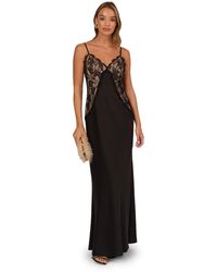 Adrianna Papell - Stretch Satin Long Dress - Lyst
