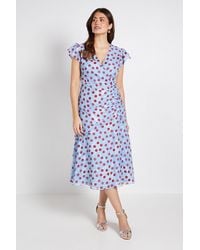 Wallis - Polka Dot Print Cape Midi Dress - Lyst