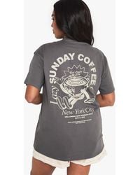 Boohoo - Plus Sunday Coffee Club Oversized Printed T-Shirt - Lyst