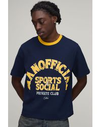 BoohooMAN - Regular Fit Waffle Sports Social Print Short Sleeve T-Shirt - Lyst