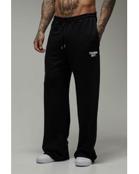 BoohooMAN - Tall Training Dept Wide Leg Loopback Jogger - Lyst